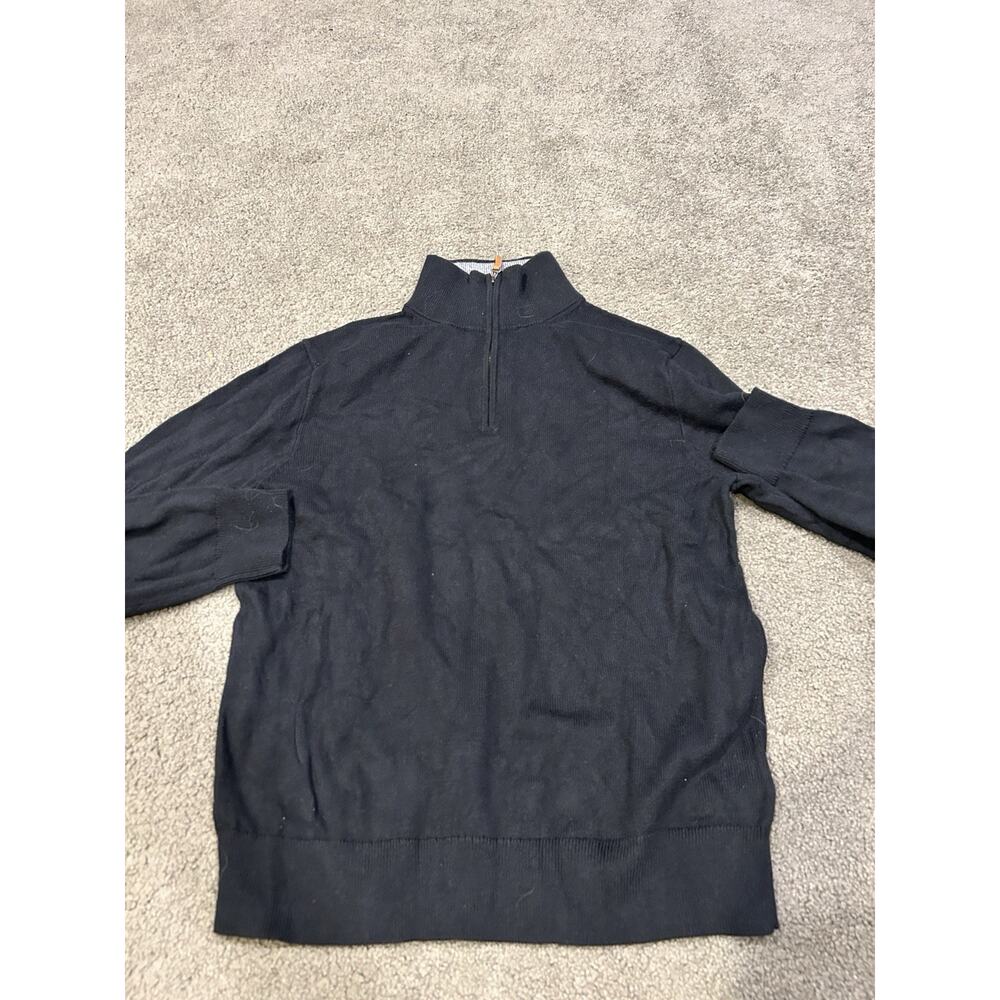 J Crew Sweater Mens Medium Black‎ Collar Zip Up Pullover